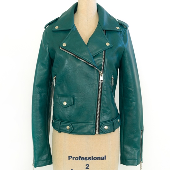 mango green leather jacket